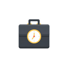 Poster - Elegant black briefcase with analog clock symbolizing time management in a professional setting for business and productivity concepts Transparent background or png
