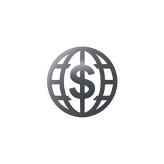 Poster - Business Growth Concept with Globe and Dollar Sign for International Finance and Trade Representing Global Economy Transparent background or png