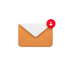 Poster - Icon of an envelope with red notification symbol on a white background representing messages and alerts for communication tools Transparent background or png