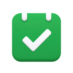 Poster - Green Calendar Icon with Check Mark for Task Management and Scheduling Visuals Transparent background or png