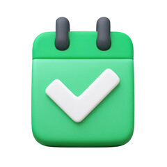 Poster - Green calendar icon with checkmark symbolizing task completion and organization in a modern digital setting Transparent background or png