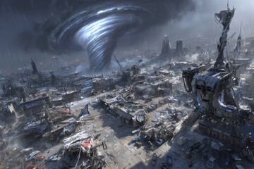 Poster - Destructive natural disasters like the European thunderstorm tornado result in the devastation of cities and contribute to global catastrophes