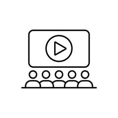 Poster - People watching a video on a screen simple line art icon