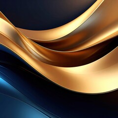 Poster - Dynamic golden waves abstract composition digital art modern environment creative viewpoint