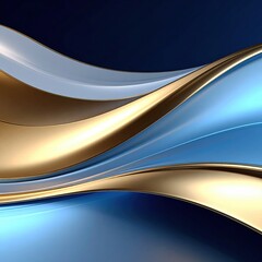 Poster - Dynamic abstract wave patterns digital art graphic design blue and gold colors modern vibe