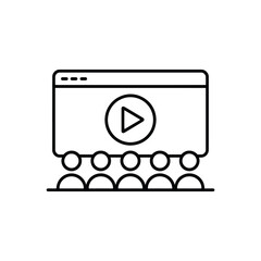 Poster - Online Webinar or Video Conference with Audience Outline Icon