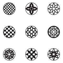 Poster - Nine circular geometric black and white mandala designs