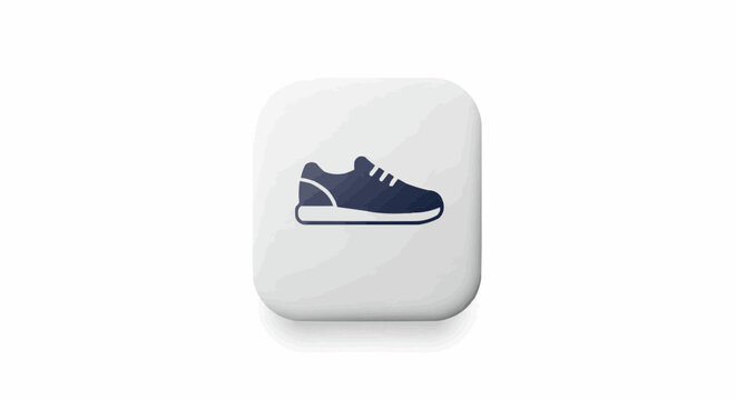 Running shoe icon on a square button.
