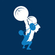 © michalsanca - Weightlifting, group of men lifting big dumbbell, isolated vector silhouette