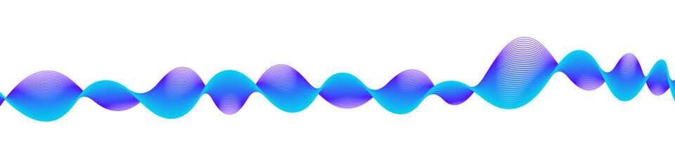 Aufkleber - Abstract wave shape with vibrant gradient lines in cyan and purple, resembling audio waveform or digital pulse on white background