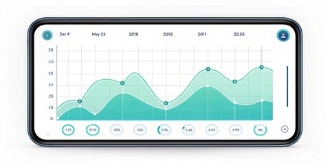 Aufkleber - Digital Health Solutions for Healthcare. Graph on smartphone displaying analytical data trends and statistics.