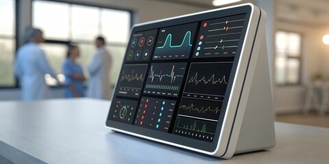 Aufkleber - Digital Health Solutions for Healthcare. Medical monitor displaying vital signs in a healthcare setting.