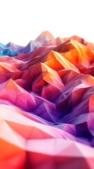 Poster - Abstract low poly landscape with vibrant color gradients and sharp angles against a bright white background showcasing geometric mountain ranges