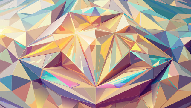 Generate an Abstract Image of Faceted Crystalline Structures A Symphony of Iridescent Polygons and Geometric Precision