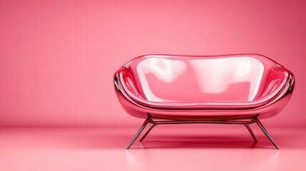 Poster - An abstract representation of a glossy pink couch with a modern design that captures attention and adds a playful touch to contemporary interior spaces.