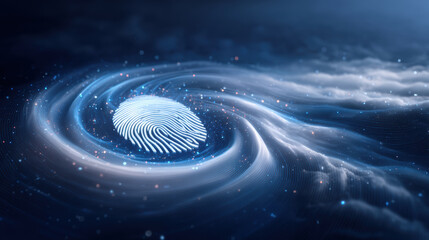 Poster - Fingerprint digital security network technology identification biometric data protection authentication cyber access privacy futuristic scan