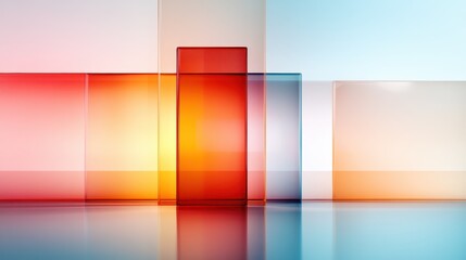 Poster - A modern arrangement of glossy, colorful glass blocks on a bright background, showcasing vibrant hues and geometric forms that evoke feelings of creativity and inspiration.