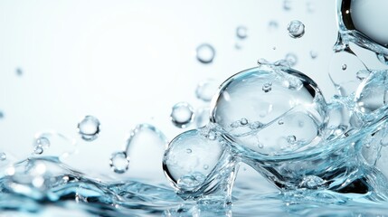 Poster - An artistic capture of water splashes, showcasing droplets and bubbles in a clear, dynamic display, emphasizing the natural beauty and movement of water in its purest form.