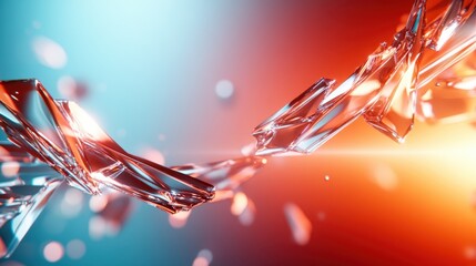 Poster - A mesmerizing composition of sharp glass shards reflecting vibrant hues of red and blue light, creating a captivating interplay of transparency and color against a gradient background.