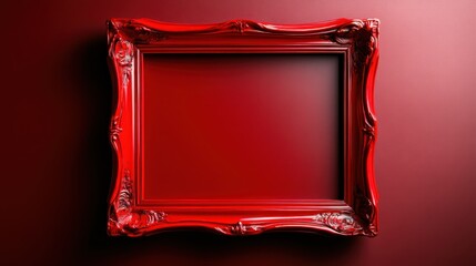 Poster - A stunning red ornate frame set against a vivid red backdrop, perfect for displaying artwork or photographs, ideal for aesthetic purposes or artistic endeavors.