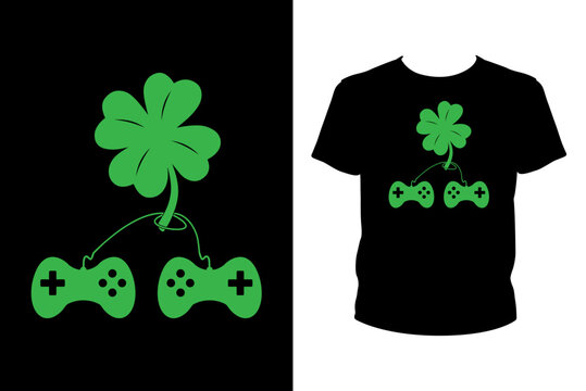 Video game controllers St Patricks day Quotes svg, st. patrick's day Svg, t-shirt design for prints, Saint Patrick's Day t-shirt design cut file