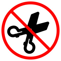 Fototapete - No scissors sign in red circle indicating restriction or prohibition