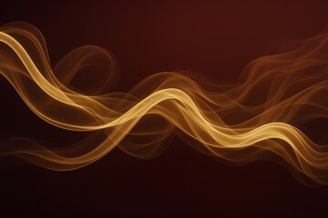 Poster - Flowing golden light waves on dark background in abstract graphic style, symbolizing energy motion and futuristic digital concept.