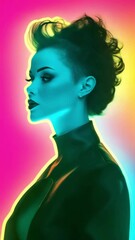 Poster - Bright silhouette against a colorful background showcases artistic expression and style in creative visual design