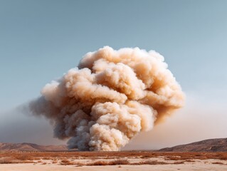 Aufkleber - Modern Minimalist Wildfire Smoke Plume over Dry Landscape with High-Contrast Details for Environmental Monitoring and Climate Impact Awareness