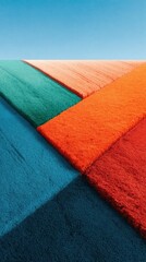 Poster - Abstract Aerial View of Geometric Agricultural Fields with Vibrant Color Blocks Symbolizing Efficient Land Use and Modern Farm Management Trends