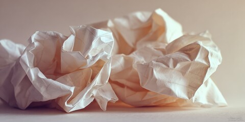 Aufkleber - Crumpled Wage Slip Paper with Wrinkled Texture on Neutral Surface Highlighting Financial Stress and Neglected Money Management Concepts