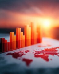 Poster - Modern Business Innovation with Trade Tariffs Bar Graph on World Map Overlay Showing Global Commerce Trends and Economic Forecasting Analytics