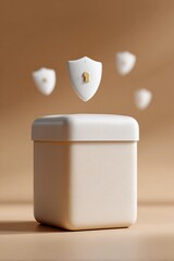 Leinwandbilder - Secure Digital Ballot Box with Floating Holographic Shield Icons Representing Blockchain Voting Integrity and Online Election Privacy Protection