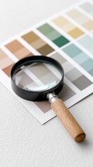 Aufkleber - Modern Proof Testing with Magnifying Loupe on Color Calibration Chart for Precise Print Quality Control in Commercial Graphic Industry