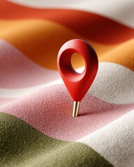 Poster - Modern Polling Place Location Marker on Textured Colorful Map Surface for Voter Navigation and Accessible Electoral Guidance in Social and Cultural Context