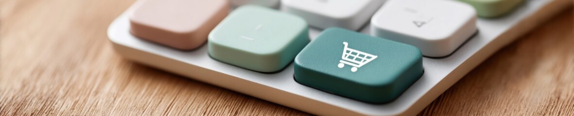 Aufkleber - Modern Payment Gateway Shopping Cart Key on Keyboard Featuring Digital Retail Access for E-Commerce Marketing and Seamless Online Transactions