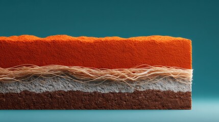 Aufkleber - Modern nutrient profile cross-section of layered soil with detailed grass roots and varied earth textures for eco education and sustainability awareness