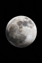 Poster - Detailed Full Moon with Craters and Texture Isolated on Transparent Background for Astronomical Science and Lunar Exploration Design