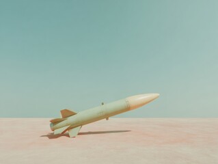 Aufkleber - Isolated Missile Defense Warhead on Plain Surface with Detailed Fins and Strategic Deterrence Concept for Military Awareness and Security Education