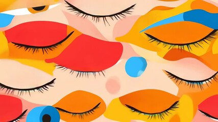 Leinwandbilder - Vibrant and colorful abstract art featuring multiple eyes in a playful arrangement