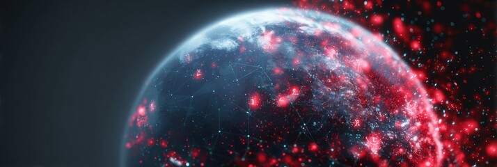 Leinwandbilder - Futuristic Crypto Culture Earth with Digital Network Grid and Cryptocurrency Icons Showing Global Blockchain Connectivity and Borderless Financial Technology
