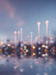 Fototapete - Futuristic Digital Arrows Rising Upward on Circuit Board Background Symbolizing Tech Transformation and Market Expansion Strategy