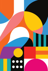 Poster - Abstract geometric shapes, colorful modern art, bold lines, vibrant pattern, playful design, minimal style, creative composition