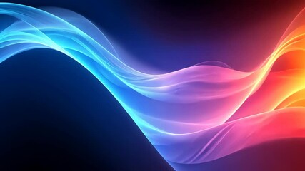 Fototapete - Dynamic Colorful Light Waves flowing smoothly across a dark background