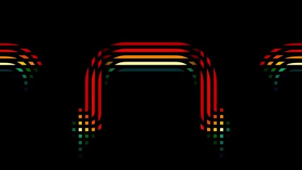Poster - abstract orange blue and yellow color scheme moving squares lines background