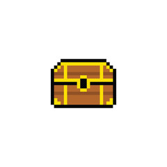 Poster - treasure chest icon 8 bit, pixel art treasure 8-bit icon for game  logo. 