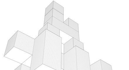 Fototapete - abstract architecture modular construction 3d