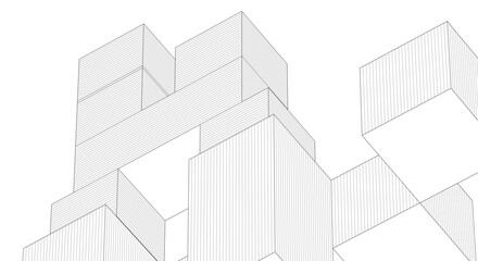 Fototapete - abstract architecture modular construction 3d