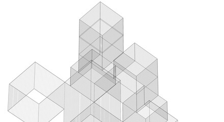 Fototapete - abstract architecture modular construction 3d