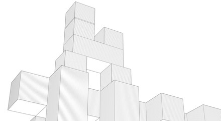 Fototapete - abstract architecture modular construction 3d